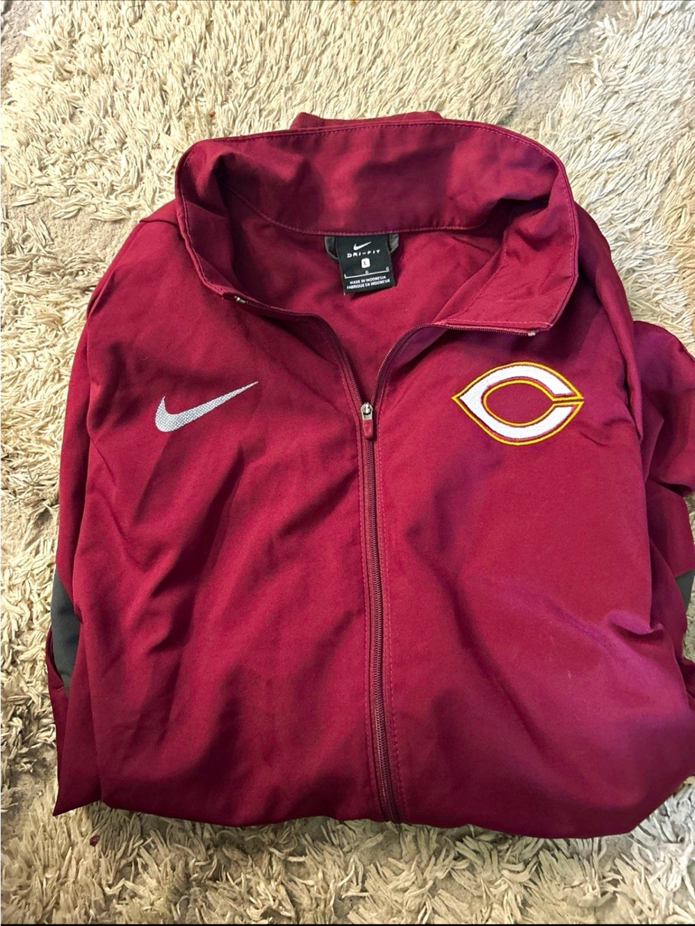 Nike Men's Burgundy Full-Zip Windbreaker with Embroidered Logo